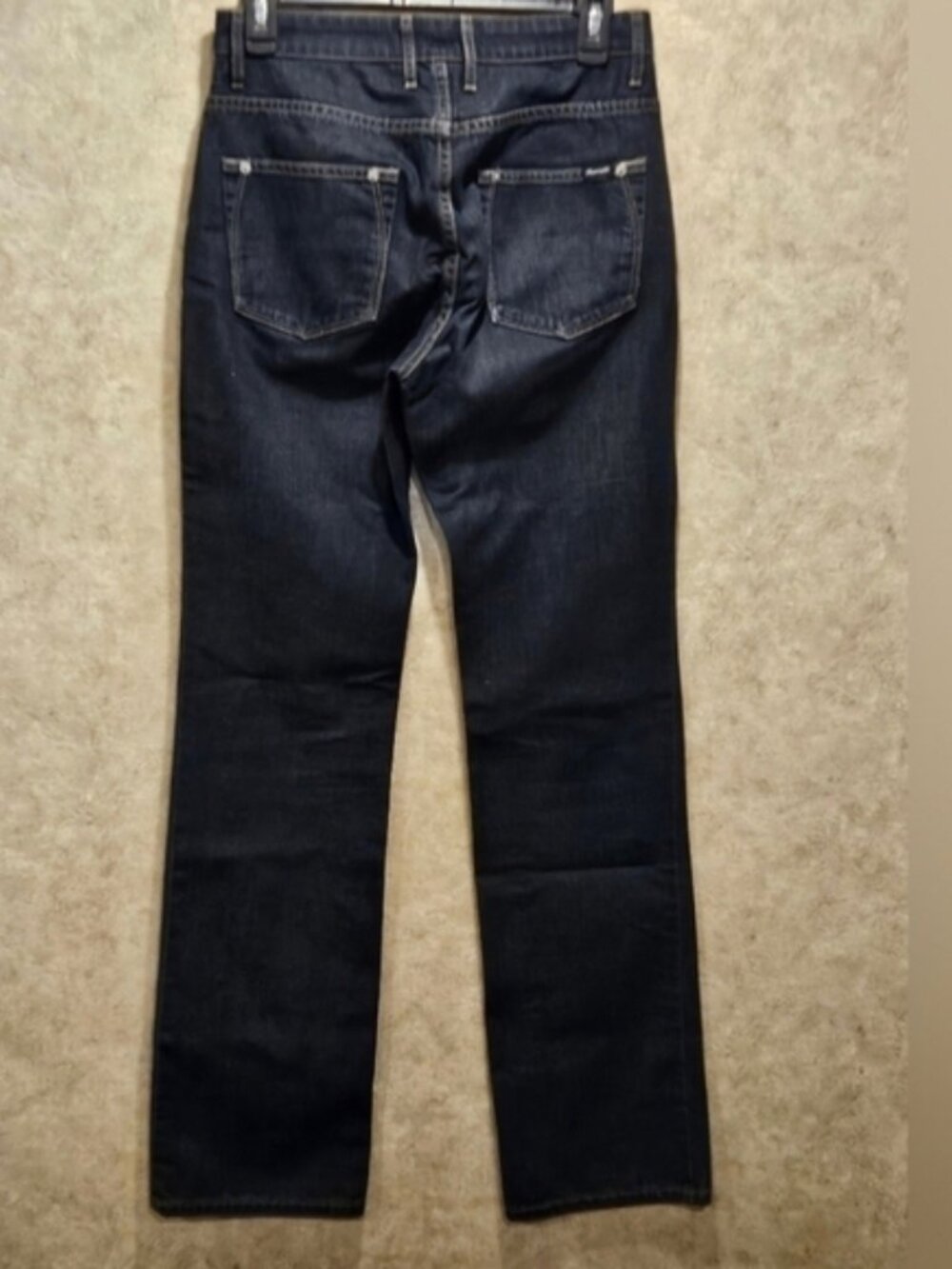 Faconnable SZ 2 Vintage Black Wash 100% Cotton White Stitch Straight Leg Jeans - Picture 3 of 13